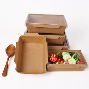 Boîte en papier kraft jetable, pour salade, qualité alimentaire, avec couvercle Anti-buée en PET/boîtes de légumes, pièces, vente en gros - Product Image 2