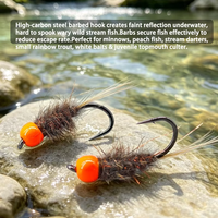 Mouche nymphale à tête de perle lestée # 8 hameçons à ardillons en acier au carbone, leurres à mouche pour la pêche en eau douce pour la truite et la perche