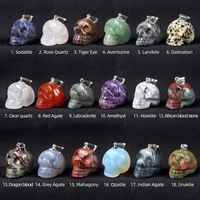 Pendentif Tête de Fantôme en Agate Sculptée de 1 Pouce, Petite Tête d'Os, Décoration d'Halloween, Bijou en Pierre Naturelle, Vente en Gros