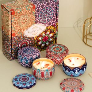 Lot de 4 bougies en étain en gros, bougies parfumées à la cire de soja et aux huiles essentielles, cadeaux personnalisés - Product Image 1