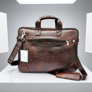 WRIZA Business Large Capacity Men's Waterproof Crossbody <b>Bag</b> Soft Genuine PU Leather Briefcase <b>Shoulder</b> <b>Strap</b> Modern Lightweight - Product Image 6