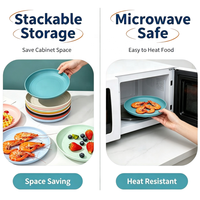 Set ronde borden van tarwehalm |   BPA-vrij, magnetronbestendig, stapelbaar serviesgoed |   Fruitensalade-snackbordjes in meerdere kleuren, bottenbordje