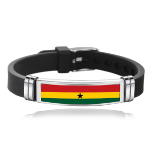 Bracelet en cuir incrusté d'acrylique avec drapeaux de tous les pays africains (Tunisie, Kenya, Mali, Ghana) pour la commémoration des voyages et des anniversaires - Product Image 5