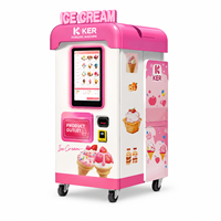 Distributeur automatique de crème glacée avec écran tactile de 49 pouces, machine à crème glacée molle en libre-service avec système de pasteurisation UV