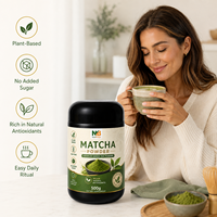 Logo Merek Kustom Teh Hijau Jepang Fokus Konsentrasi Matcha Bubuk Herbal