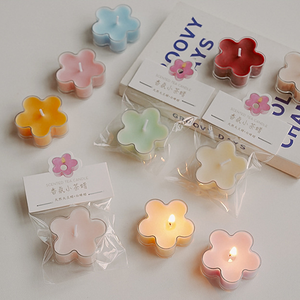 Pequeño Mini regalos creativos hechos a mano 4 horas flor colorida cera <span class=keywords><strong>de</strong></span> soja cera <span class=keywords><strong>de</strong></span> parafina perfumada Tealight aromaterapia té vela ligera - Product Image 2