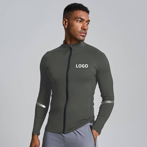 Ropa deportiva para hombre, bloqueador solar, delgada, elástica, de manga larga, chaqueta con logotipo personalizado, chaqueta atlética UPF 50 para gimnasio al aire libre, agujero para reloj - Product Image 3