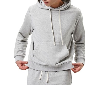 Sweat à capuche de base en coton éponge française de haute qualité décontracté avec logo personnalisé chiné avec cordon de serrage pour hommes - Product Image 1