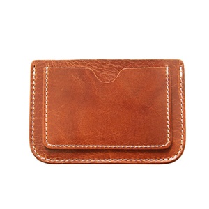Vintage Handmade Ultra-thin Card Holder Unisex Vegetable-tanned Leather Small Wallet Genuine Leather Card Clip Multi-functional - Product Image 5