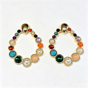 Nuovi Orecchini a Perno con Gemme Colorate, Eleganti Ornamenti Decorativi per l'Orecchio da Abbinare Quotidianamente alle Signore - Product Image 1