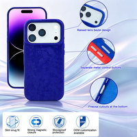 Coque de téléphone magnétique en PU floqué doux au toucher, fine et antichoc, avec bord de protection de l'objectif et boutons métalliques tactiles pour iPhone 17/18 Pro Max