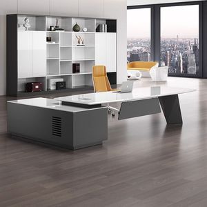 Ensemble de bureau exécutif minimaliste moderne avec chaise, mobilier de bureau pour une seule personne, bureau de direction haut de gamme - Product Image 3
