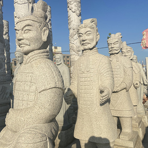 QINLING chinois guerriers en <span class=keywords><strong>terre</strong></span> <span class=keywords><strong>cuite</strong></span> Figure Sculpture sur pierre décoration ornements et ancienne pierre guerriers Statue - Product Image 4