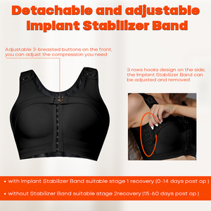 Reggiseno chirurgico per l'aumento del seno top Shapewear Post chirurgia Op Faja indumento di compressione con fascia stabilizzatrice per protesi mammarie - Product Image 4