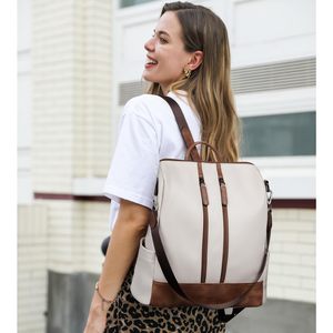 Ottimo miglior lusso <span class=keywords><strong>bianco</strong></span> e marrone in pelle da viaggio Edc zaino da giorno per donne adulte <span class=keywords><strong>donna</strong></span> <span class=keywords><strong>donna</strong></span> - Product Image 2