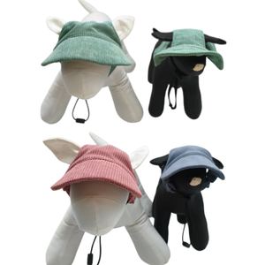 Lindo sombrero de pescador estilo Ins para perro, gorro de <span class=keywords><strong>sol</strong></span> de pana sólida para todas las estaciones, disfraz para Golden Retriever, venta al por mayor en Guangdong - Product Image 6