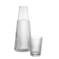 2024 ensemble de bouteilles en verre à eau nervuré rose créatif bouteilles de chevet populaires bouilloire et cruche carafe en verre créatif pour boire de l'eau
