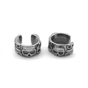 Boucles d'oreilles manchette Yunnique, design squelette, en argent tibétain, bijoux de fête, sans perçage requis - Product Image 2