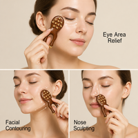 Masseur facial en laiton et bois de santal doré naturel, outil de Gua Sha pour le lifting du visage et le soin des yeux, vente en gros d'usine OEM ODM