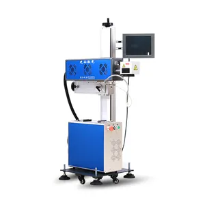 GUANGGU production line high speed 3d co2 flying laser marking machine for carton box date code printing