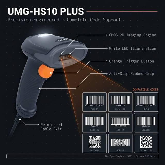 OEM 2D Wired Barcode Scanner USB Handheld QR Code Reader for Retail Shop Custom Logo Order