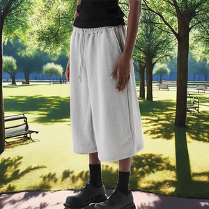 กางเกงขาสั้นลำลองผู้ชายแบบมีเชือกผูกเอว ผ้าถักเนื้อนุ่ม พิมพ์ลาย ระบายอากาศได้ดี กันยับ คุณภาพสูง เนื้อผ้าหนา 100% ผ้าฝ้าย - Product Image 2