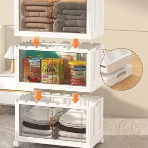 ตู้เก็บเสื้อผ้า3ชั้นสำหรับเด็ก CB02 icen ตู้เก็บของพลาสติกห้องครัวพับได้พร้อมล้อมัลติฟังก์ชั่นทันสมัย - Product Image 4