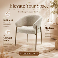 Fauteuil de salle à manger MULIGNA personnalisé, design italien moderne et simple, dossier incurvé en acier carbone, laine d'agneau, pieds métalliques mobiles