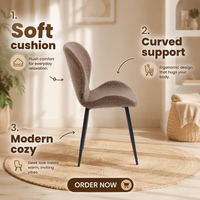 Chaise de salle à manger moderne en PU rembourrée avec pieds en métal pour la maison, le bureau, la villa, l'appartement, l'hôtel
