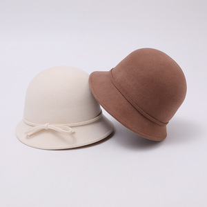 Premium Australian Wool Bucket <strong>Hat</strong> Women Hepburn Fisherman Style Autumn <strong>Winter</strong> French Retro Tweed Chic Elegant - Product Image 2