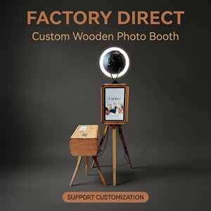 Cabina de Fotos de Madera con Pantalla Táctil de 18.5 Pulgadas para <span class=keywords><strong>iPad</strong></span>, Color Madera Oscura/Natural, Estuche de Transporte, para Bodas y Fiestas - Product Image 2