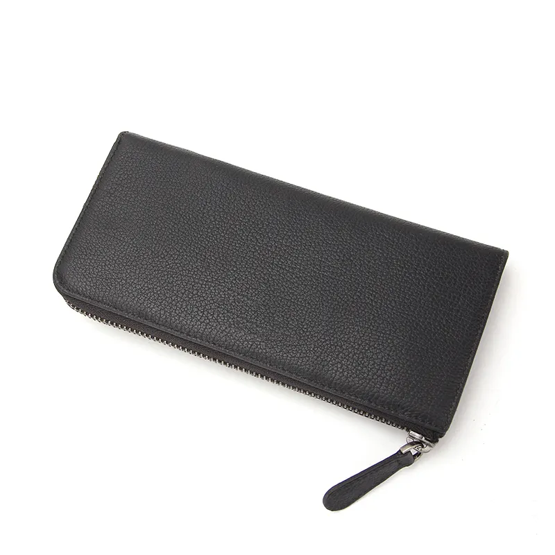 Vegan Pu Lederen Solid Black Zip Portemonnee Grote Womens Lange Reizen Clutch Portemonnee