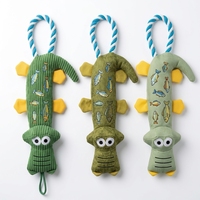 Jouets pour animaux de compagnie OEM ODM, jouets pour chiens en peluche, série crocodile, jouets en forme de crocodile, jouets en peluche pour chiots avec corde et bruit froissé.