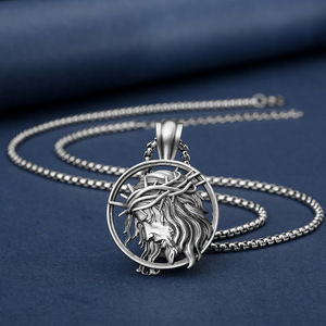 Collar <span class=keywords><strong>de</strong></span> cabeza <span class=keywords><strong>de</strong></span> Jesús, cabeza <span class=keywords><strong>de</strong></span> <span class=keywords><strong>Cristo</strong></span>, corona <span class=keywords><strong>de</strong></span> espinas, medalla, colgante <span class=keywords><strong>de</strong></span> oración con cadena <span class=keywords><strong>de</strong></span> eslabones para hombres, Jesús con corona <span class=keywords><strong>de</strong></span> espinas - Product Image 4