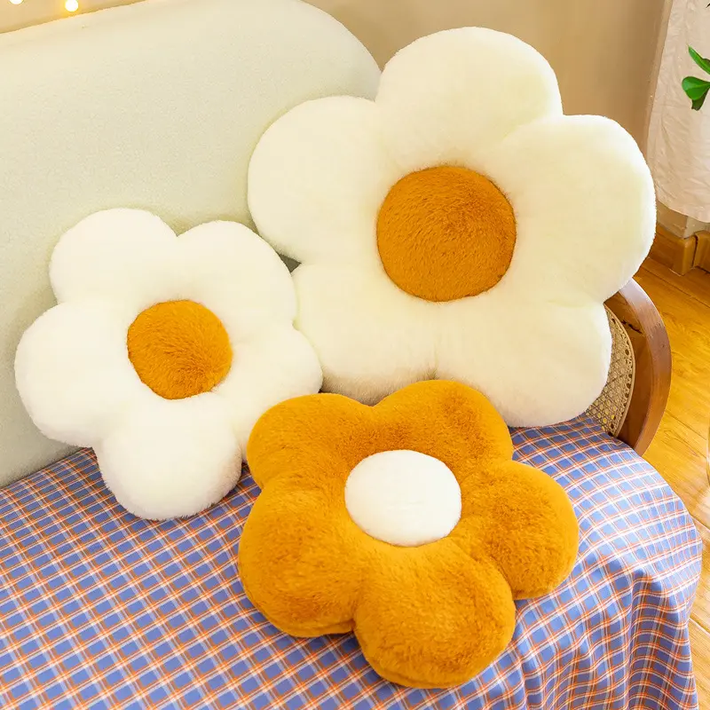 Custom Cartoon Pp Cotton Pillows Plush Toys Chair Daisy Shape Flower Plush Soft Pillow Cushion