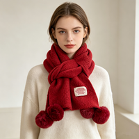 Écharpe d'hiver tricotée 2026 pour femmes et filles, tendance, confortable, chaude, épaisse, avec pompon en fourrure