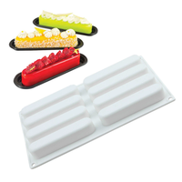 Moule à gâteau en silicone long à 6 ou 8 cavités, motif chenille, nid d'abeille, pour mousse au chocolat, moule à bandes longues rainurées