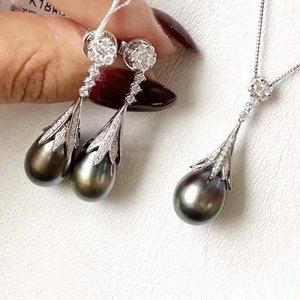 Boucles d'oreilles en perles noires naturelles en forme de goutte d'eau, 9-11 mm, forte brillance, micro-imparfaits, peau pure, incrustation en argent pur, cadeau pour meilleur ami - Product Image 2