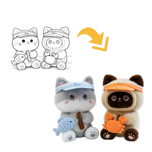 Peluche chat pêcheur en coton PP, personnalisable avec logo, pour événements commémoratifs, anniversaires, fêtes, enfants et couples - Product Image 2