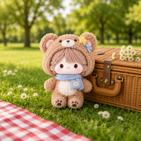 Peluche personnalisée Kawaii avec cagoule et écharpe d'ours, fabrication OEM/ODM, poupée en coton rembourrée, logo, taille et design personnalisés, directement de l'usine