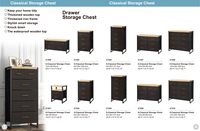 Tour de rangement en cuir noir et doré, 6 tiroirs, large, tour de rangement, commode, robes tv, meubles de chambre à coucher