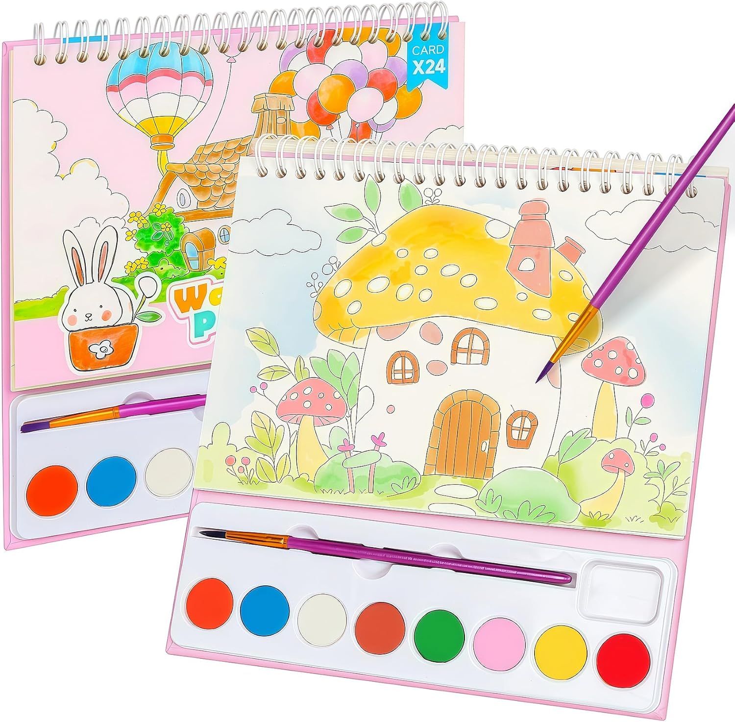 Set De 4 Libros De Pintura Con Agua Para Niños – 16 Páginas Y 16 Pinceles, 8 Temas Diferentes, Regalo Creativo De Arte Portátil