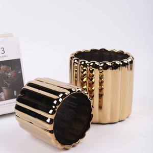 <span class=keywords><strong>Maceta</strong></span> de cerámica con rayas verticales para decoración del hogar, macetas decorativas de boda plateadas para plantas - Product Image 5