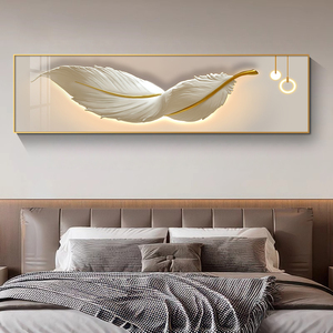 Ánh sáng sang trọng lông vải nền phòng ngủ trang trí tường treo bức tranh hiện đại tối giản lông vẫn còn sống bức tranh - Product Image 1