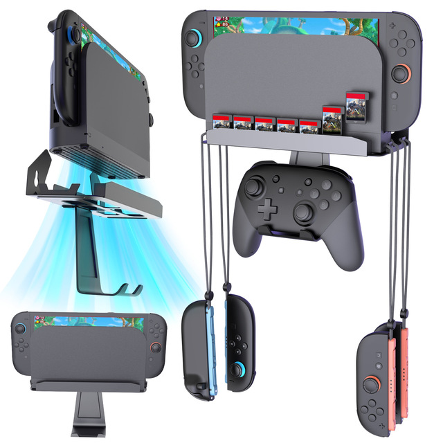 For Switch 2 Console Wall Mount Bracket Holder Hanger Stand Card Storage Display Shelf for Nintendo