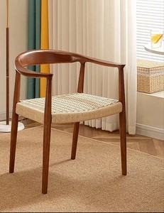 Sedia da Pranzo in <span class=keywords><strong>Legno</strong></span> Massello Naturale con Braccioli, Stile Moderno e Lussuoso per Ristoranti e Hotel - Product Image 1