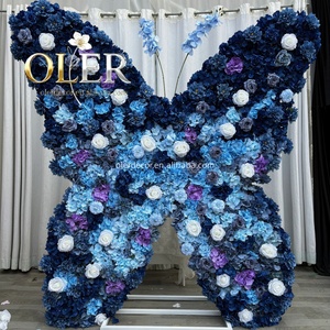 Décor mural en fleurs de soie papillon pour mariage, anniversaire, banquet, thème floral, aménagement décoratif, mobile, 3D, nouvelle arrivée, livraison rapide - Product Image 2