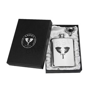 กระติกน้ำสะโพกขัดเงากระจกสีเงิน6ออนซ์,กระติกน้ำพร้อมฝาปิดและถาดแบบกำหนดเองปริมาณสั่งซื้อขั้นต่ำน้อย - Product Image 1