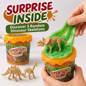 Lot de trois slime super doux dinosaures avec figurines de fossiles de dinosaures aléatoires, jouet sensoriel extensible, cadeau, vente en gros - Product Image 3