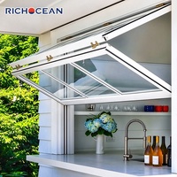 Fenêtres pliantes en aluminium RICHOCEAN AS2047 Cafe, résistantes aux chocs, économiseuses d'énergie, avec verre de sécurité feuilleté